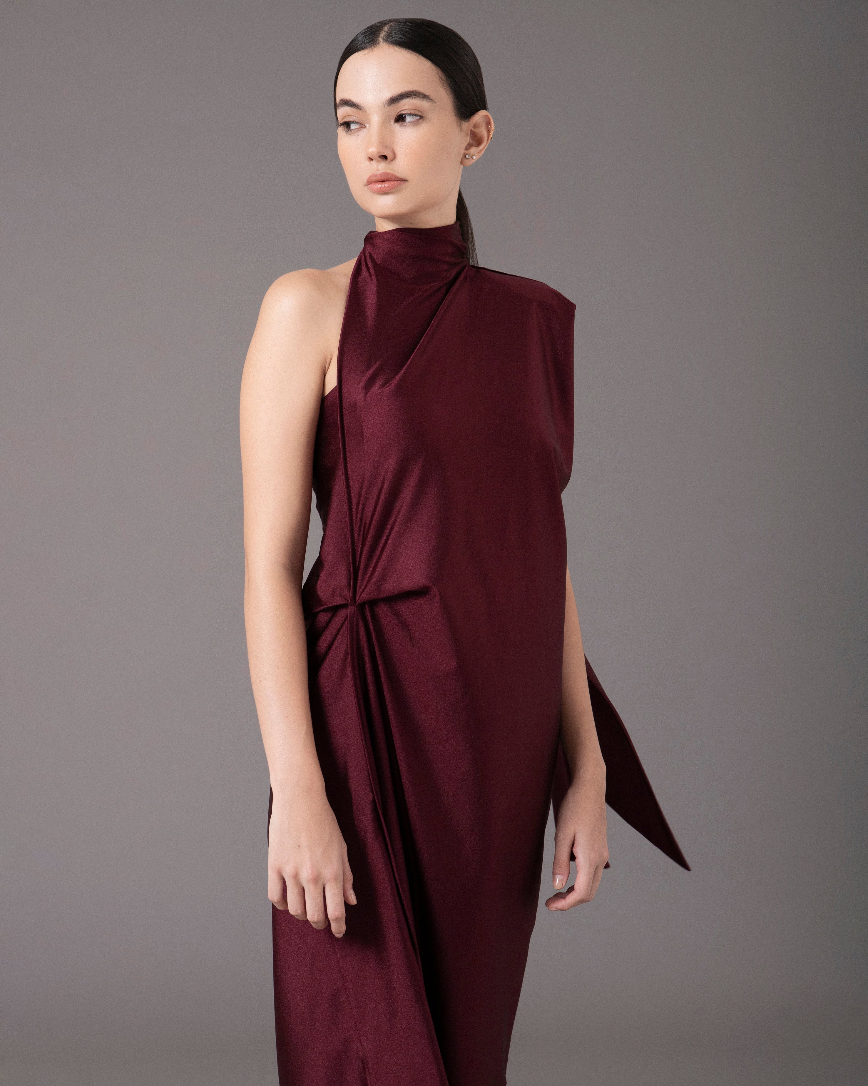 one shoulder padded dress OPHELIA ONE-SHOULDER PADDED DRESS (BLACK)