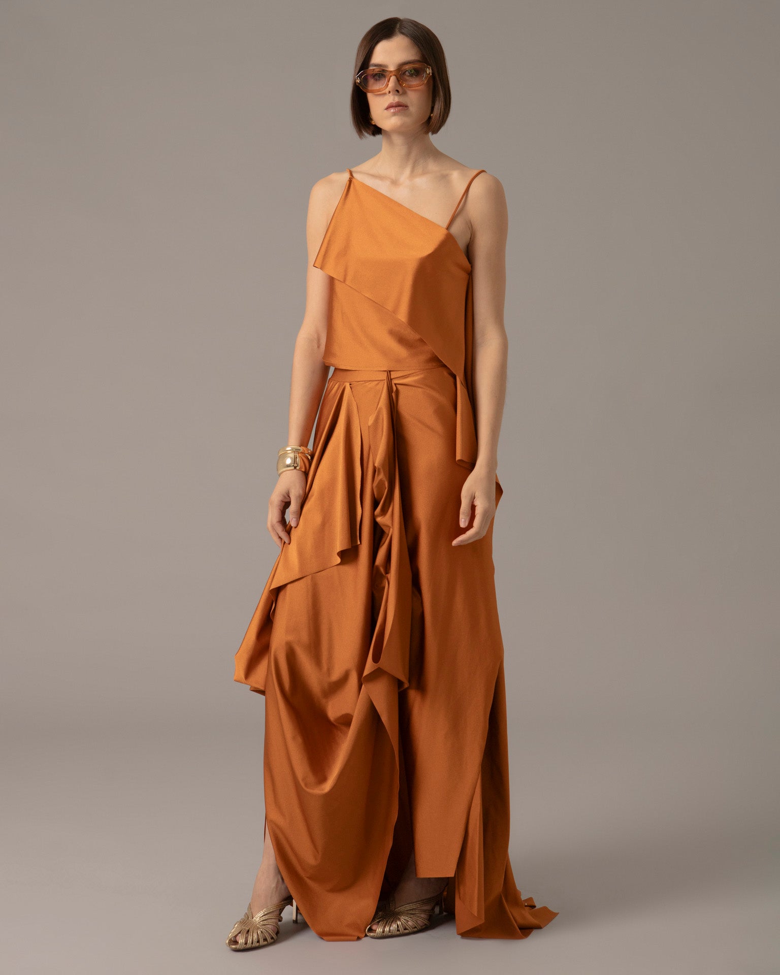 strapless open back dress Two piece pike skirt set | Naranja Brilloso