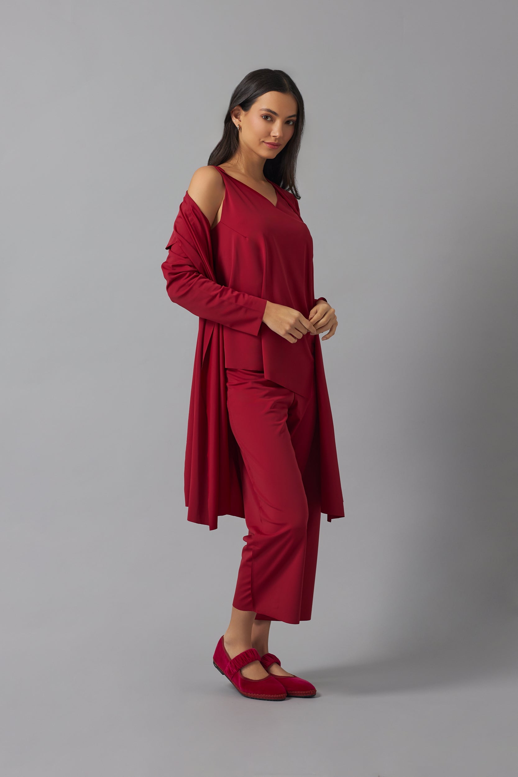 Wide leg trouser set | Rojo Vino |