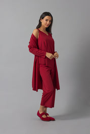 Wide leg trouser set | Rojo Vino |