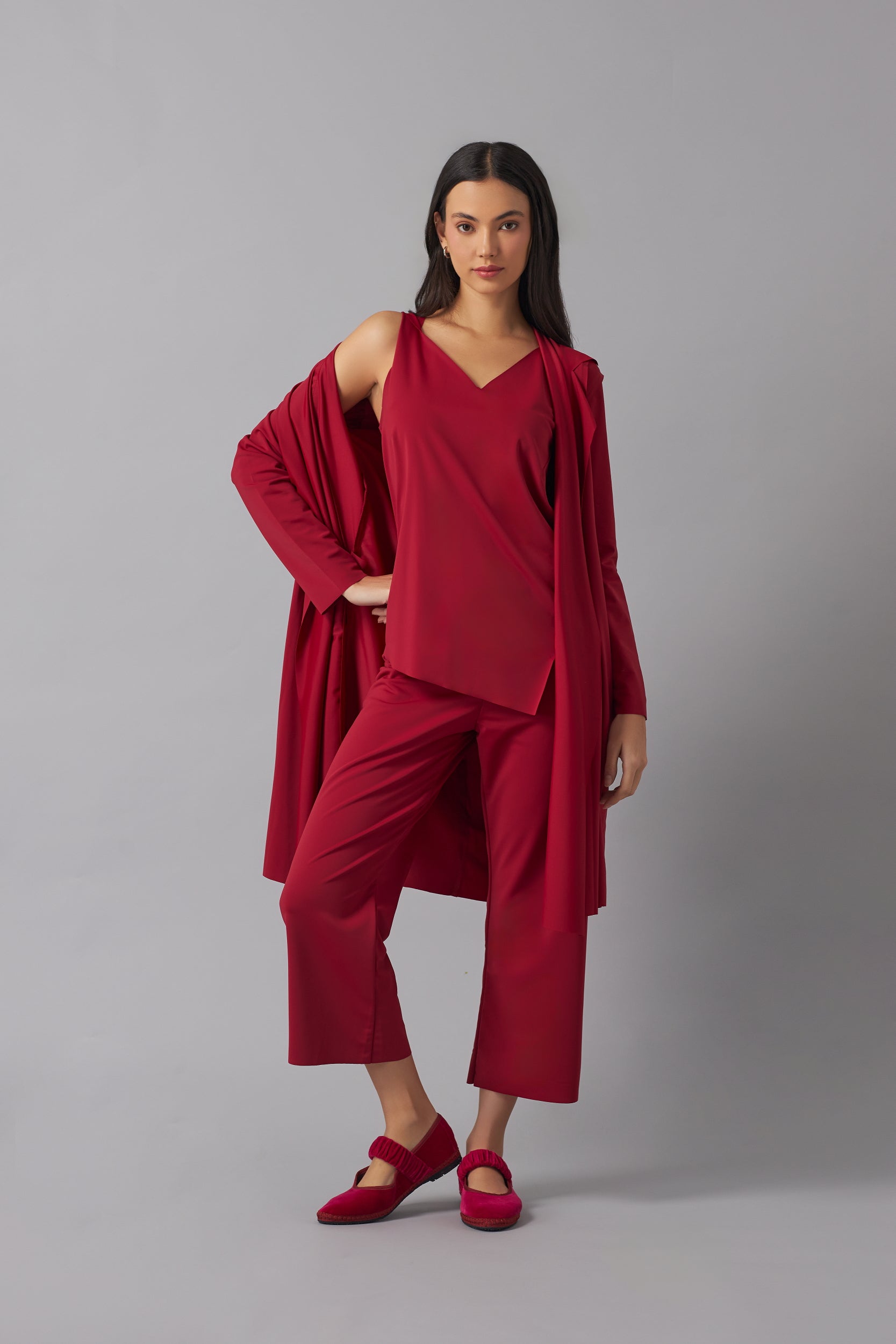 Wide leg trouser set | Rojo Vino |