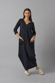 Effortless basic dress 3/4 sleeve | Negro |