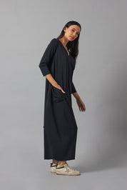 Effortless basic dress 3/4 sleeve | Negro |