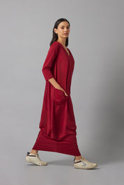 Effortless basic dress 3/4 sleeve | Rojo Vino |