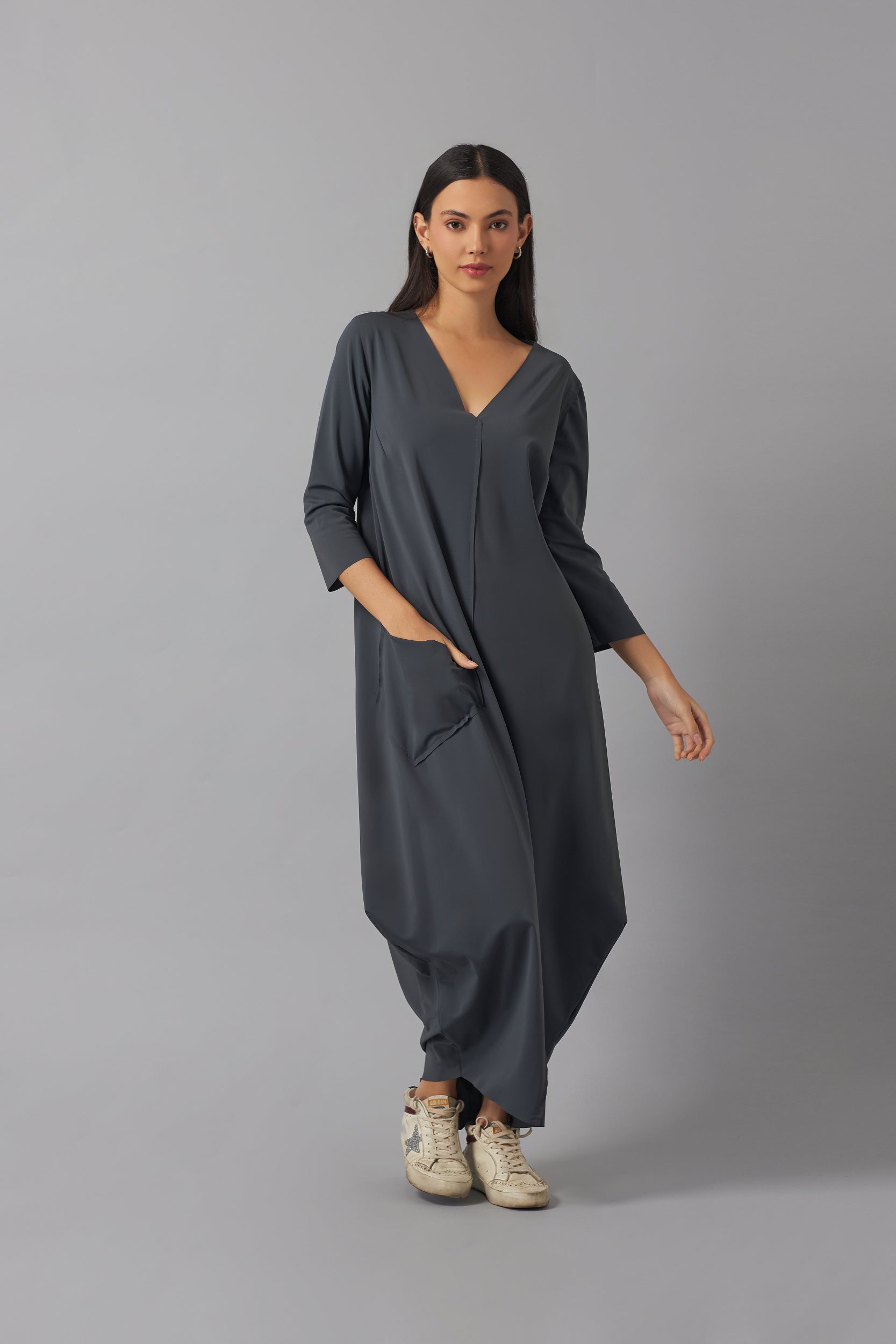 Effortless basic dress 3/4 sleeve | Gris Grafito |