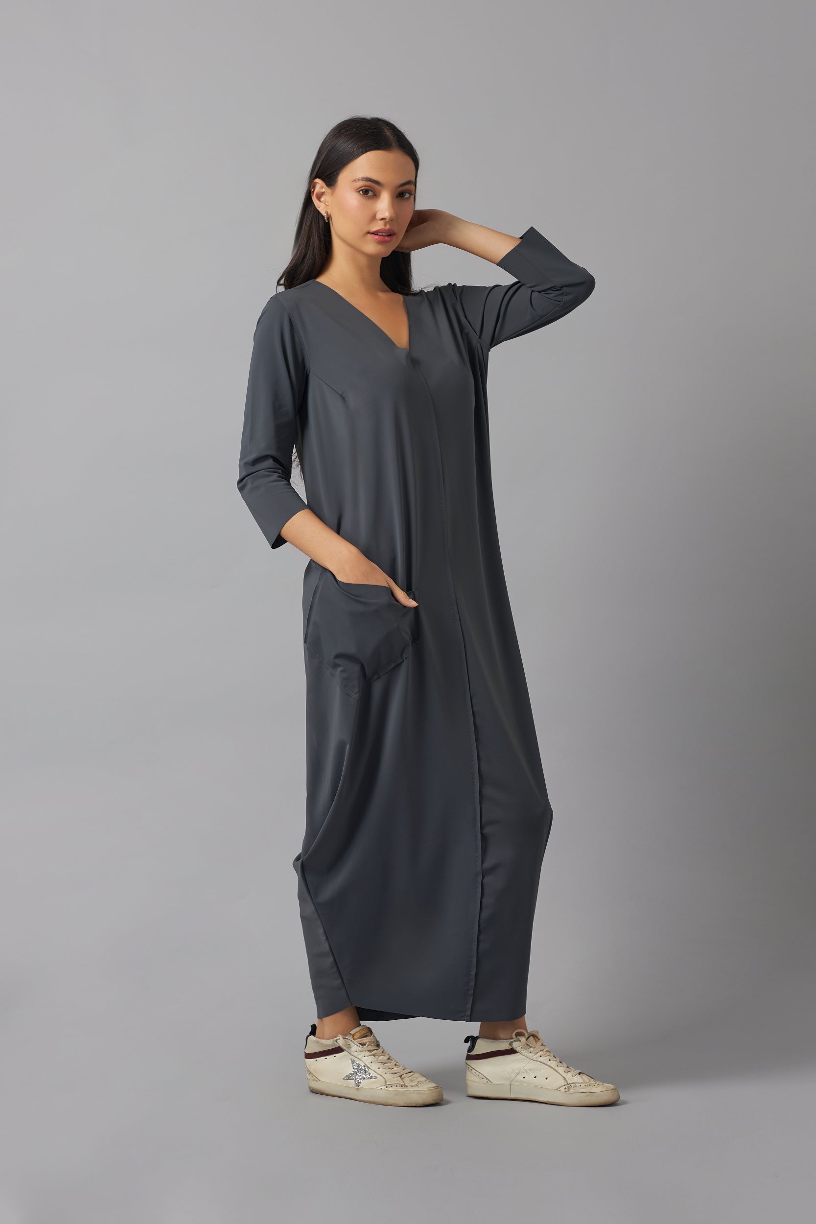 Effortless basic dress 3/4 sleeve | Gris Grafito |