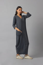 Effortless basic dress 3/4 sleeve | Gris Grafito |