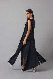 Sleeveless Basic Dress with Destructured Vest | Negro |