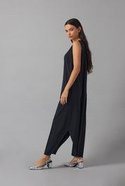 Sleeveless Basic Dress with Destructured Vest | Negro |