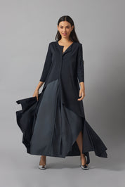 Overlay Maxi Dress | Negro y Gris |