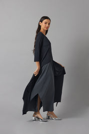 Overlay Maxi Dress | Negro y Gris |