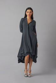 Asymmetric Threads Dress | Gris Grafito |