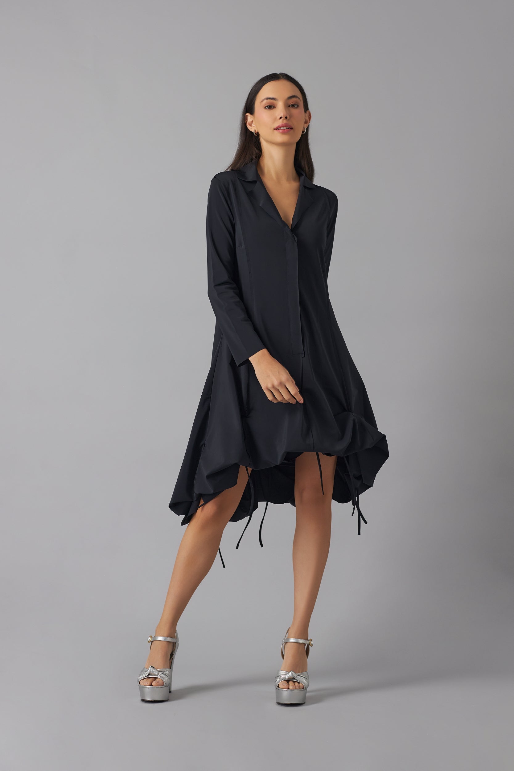 Asymmetric Threads Dress | Negro |