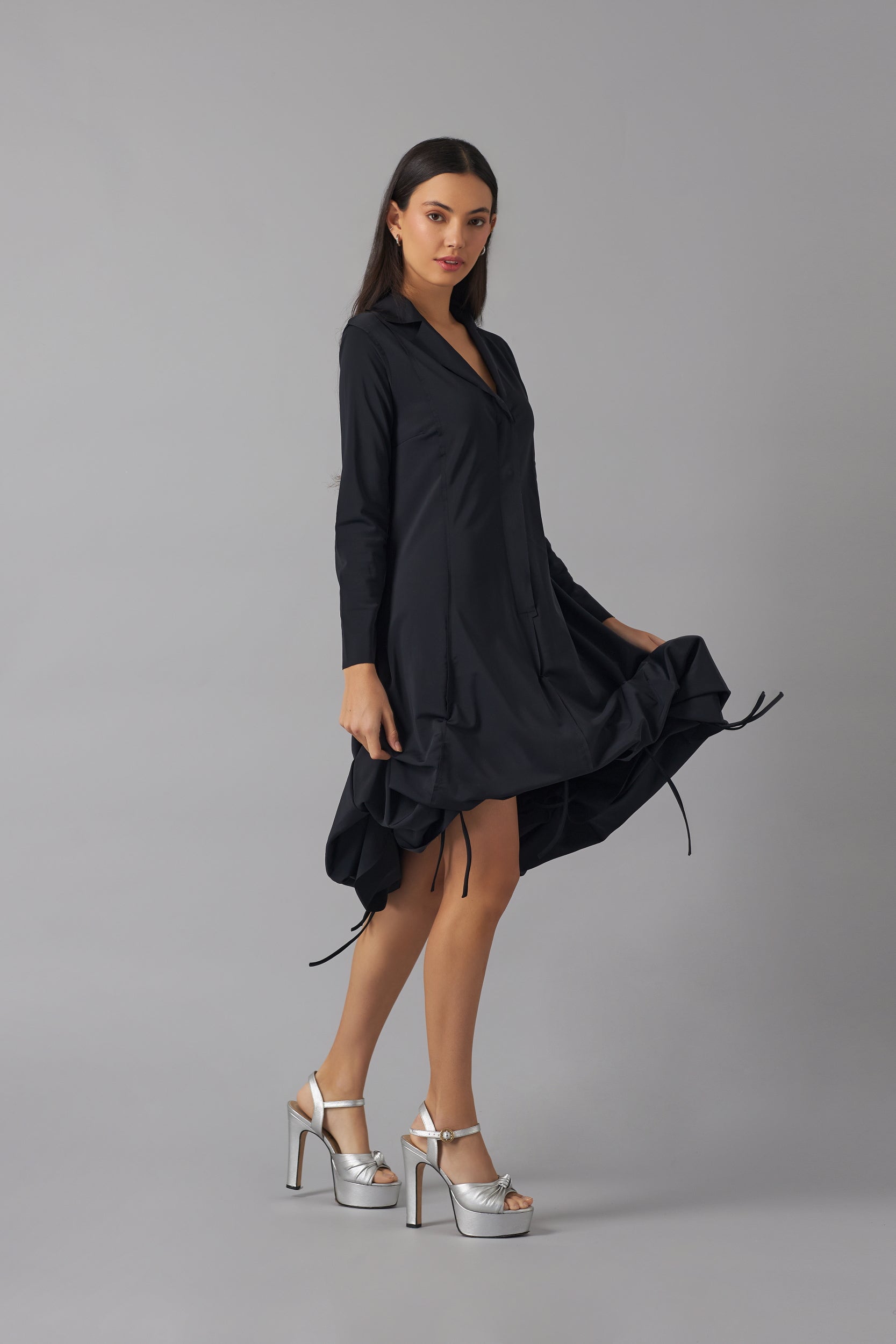 Asymmetric Threads Dress | Negro |