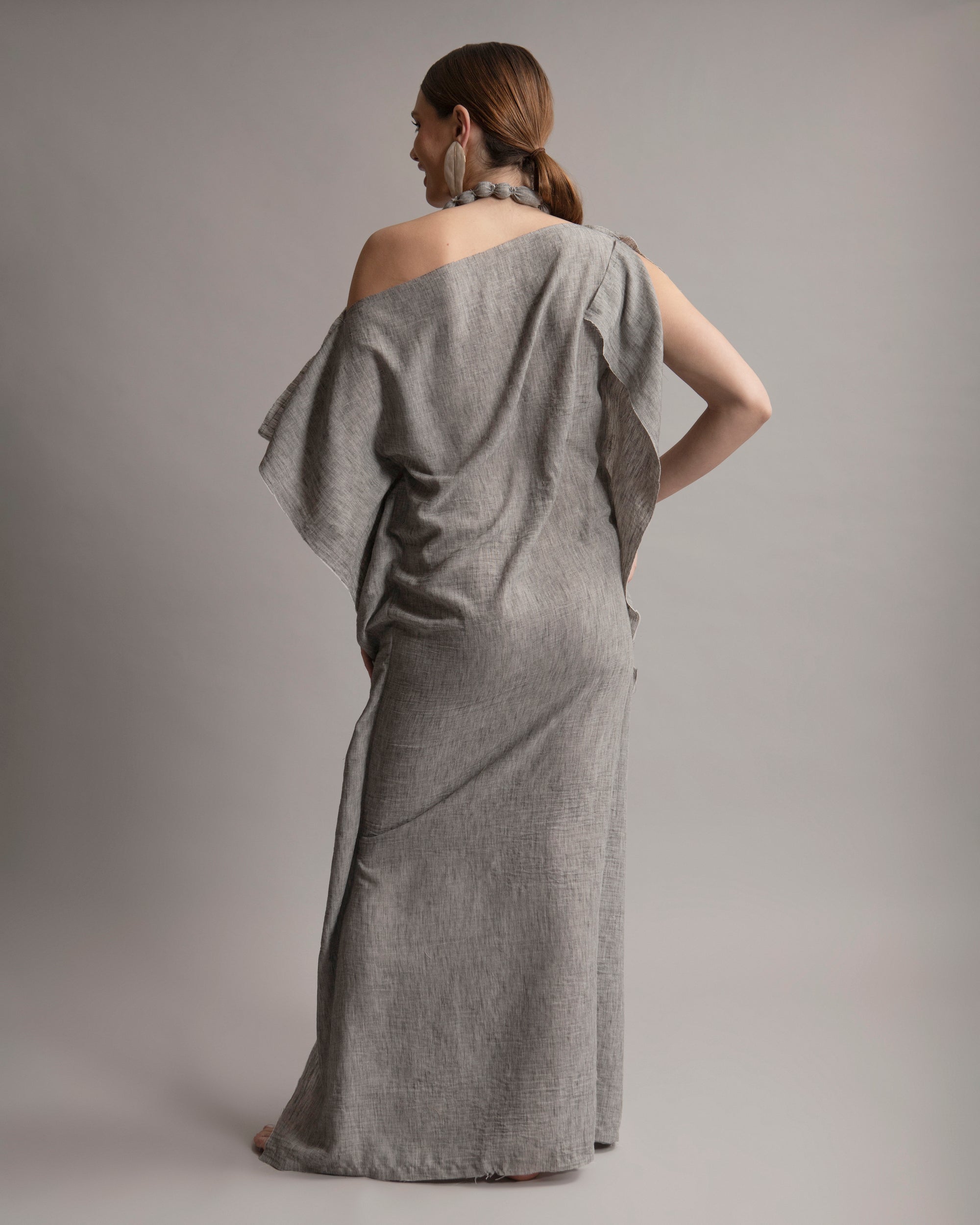 Senda Cotton Dress With Necklace | Gris |