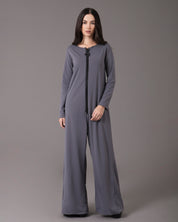 Long sleeve jumpsuit with front zip | Gris |