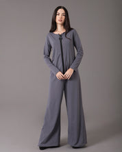 Long sleeve jumpsuit with front zip | Gris |