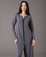 Long sleeve jumpsuit with front zip | Gris |