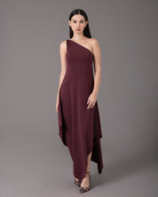 One shoulder asymmetric midi dress | Vino |