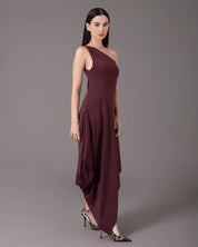 One shoulder asymmetric midi dress | Vino |