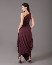 One shoulder asymmetric midi dress | Vino |