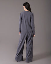 Long sleeve jumpsuit with front zip | Gris |