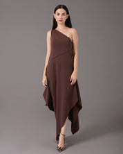One shoulder asymmetric midi dress | Cafe |⁸