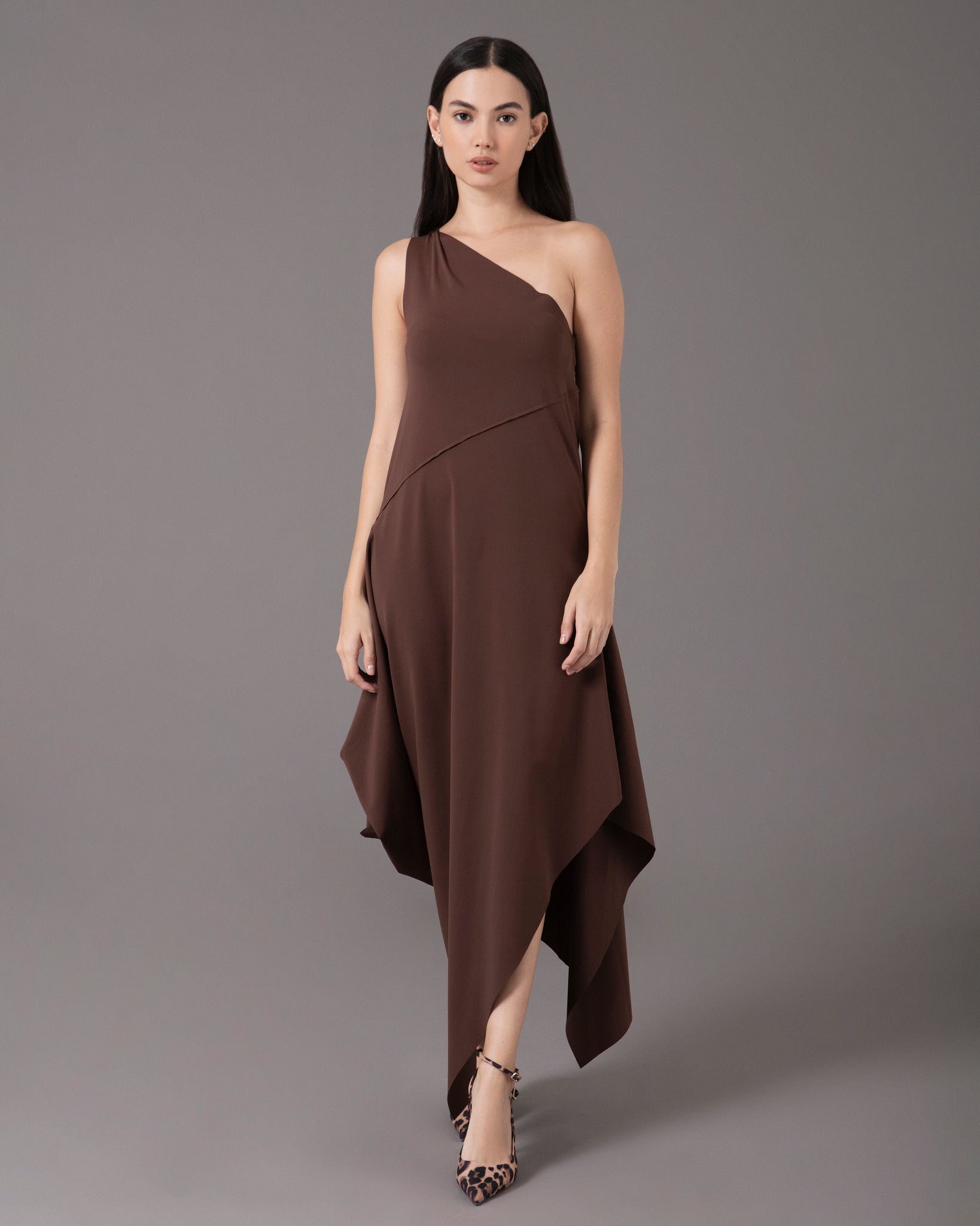 One shoulder asymmetric midi dress | Cafe One shoulder asymmetric midi dress | Cafe
