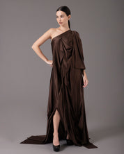 One shoulder loose asymmetric maxi dress | Cafe Metalico |