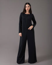 Long sleeve jumpsuit with front zip | Negro |