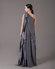 One shoulder loose asymmetric maxi dress | Gris Metalico |