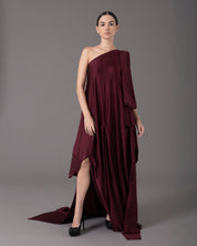 One shoulder loose asymmetric maxi dress | Vino brilloso |
