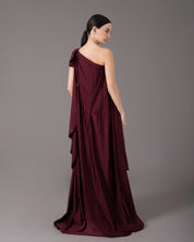 One shoulder loose asymmetric maxi dress | Vino brilloso |