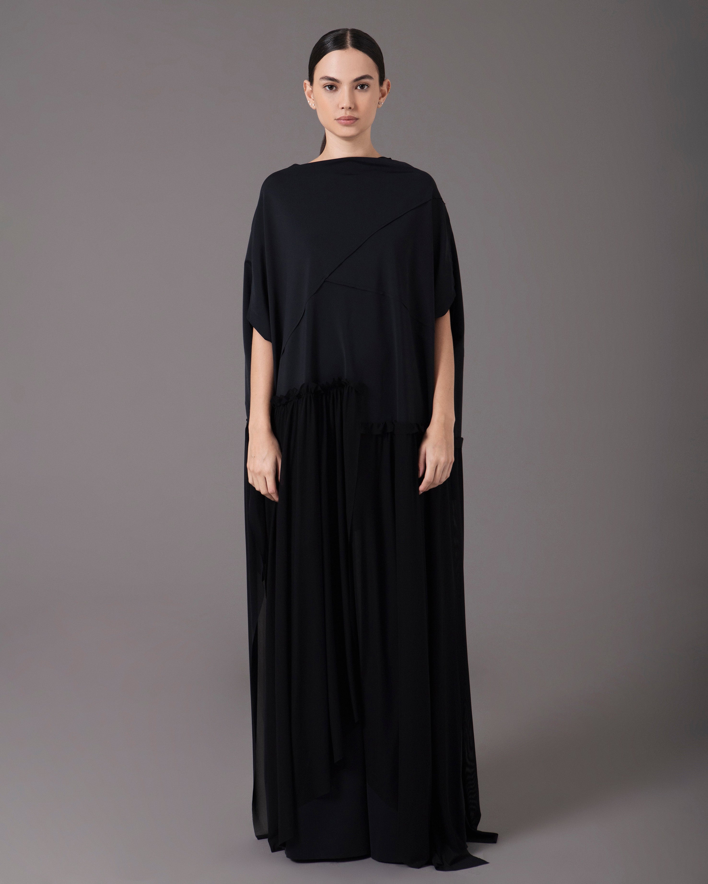 Asymmetric tunic with pants set | Negro |