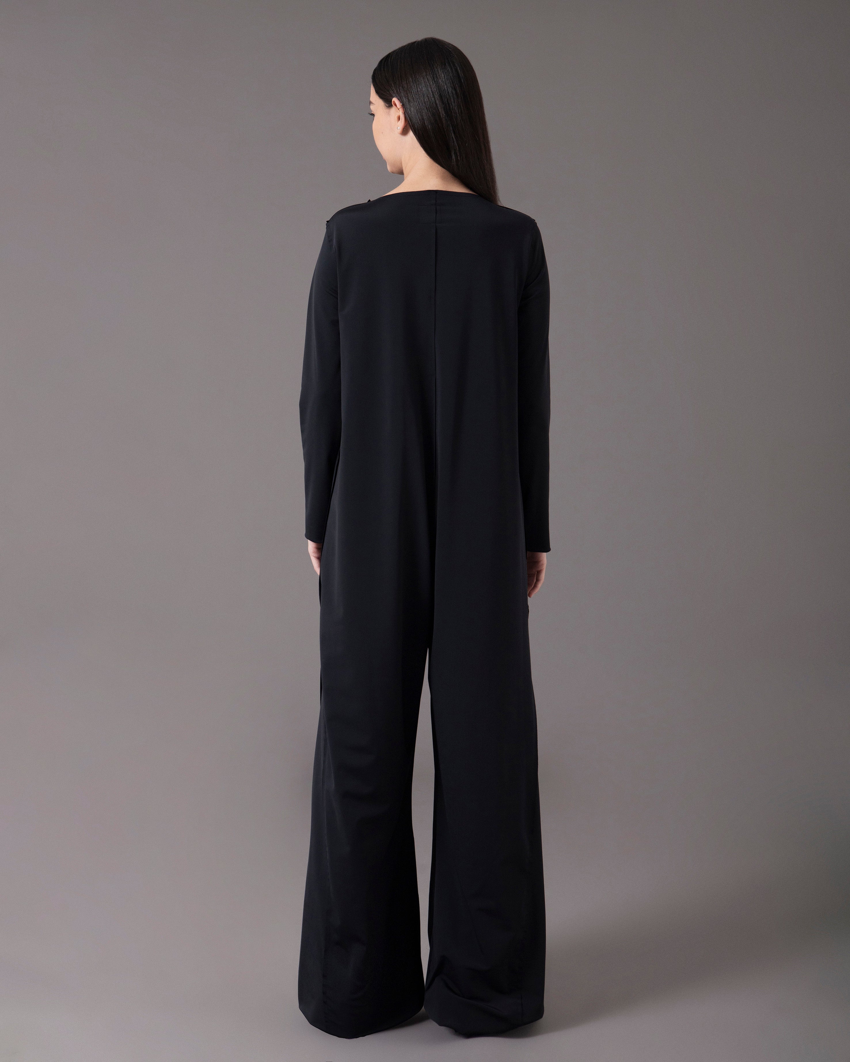 Long sleeve jumpsuit with front zip | Negro |