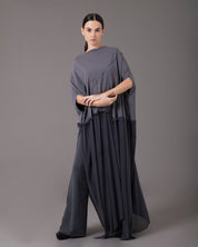 Asymmetric tunic with pants set | Gris |