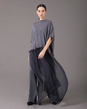 Asymmetric tunic with pants set | Gris |