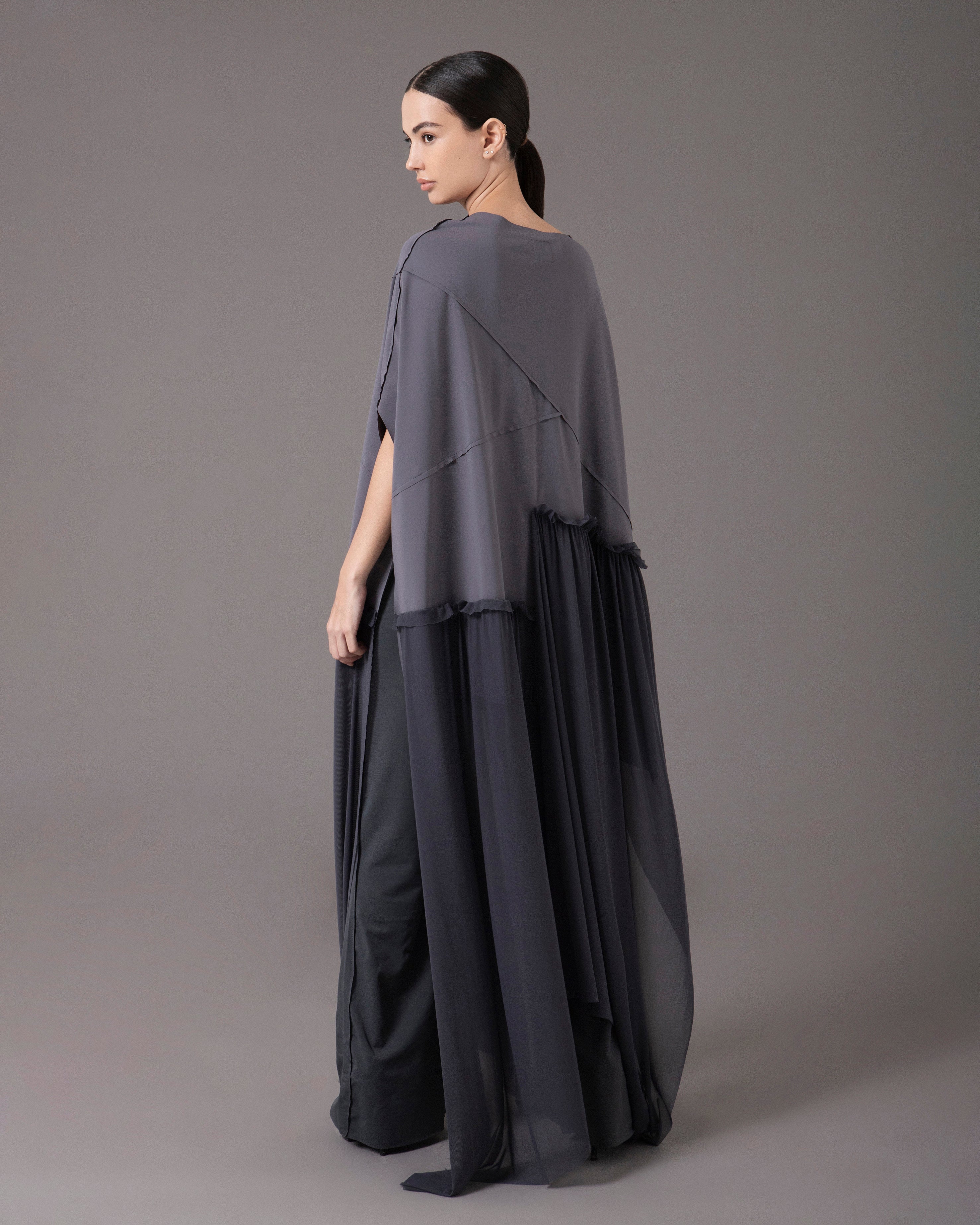 Asymmetric tunic with pants set | Gris |