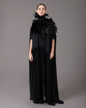 Feather neck tie negro