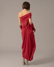 One Shoulder Relaxed Maxi Dress with Gloves | Rojo vivo |