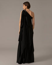 One shoulder loose asymmetric maxi dress | Negro |