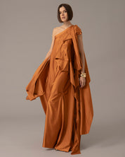 One shoulder loose asymmetric maxi dress | Ocre Metalico |