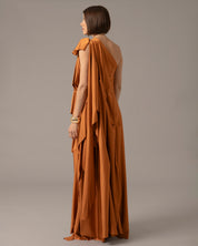 One shoulder loose asymmetric maxi dress | Ocre Metalico |