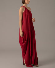 Crossover halter gown with asymmetric seams | Rojo Vivo |