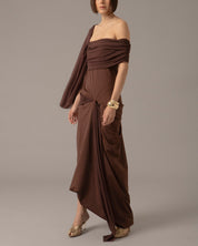 One shoulder drape Paloma Dress | Cafe |