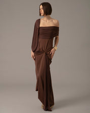 One shoulder drape Paloma Dress | Cafe |