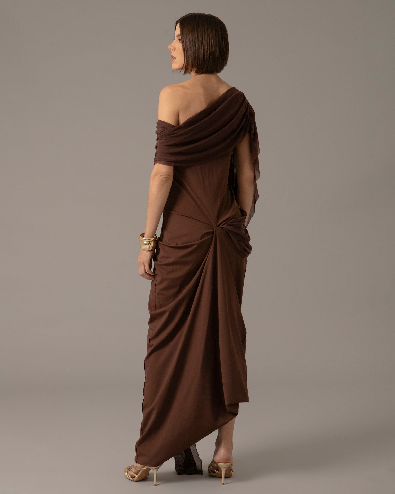 One shoulder drape Paloma Dress | Cafe |