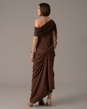 One shoulder drape Paloma Dress | Cafe |