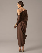 One Shoulder Relaxed Maxi Dress with Gloves | Cafe Metalico |