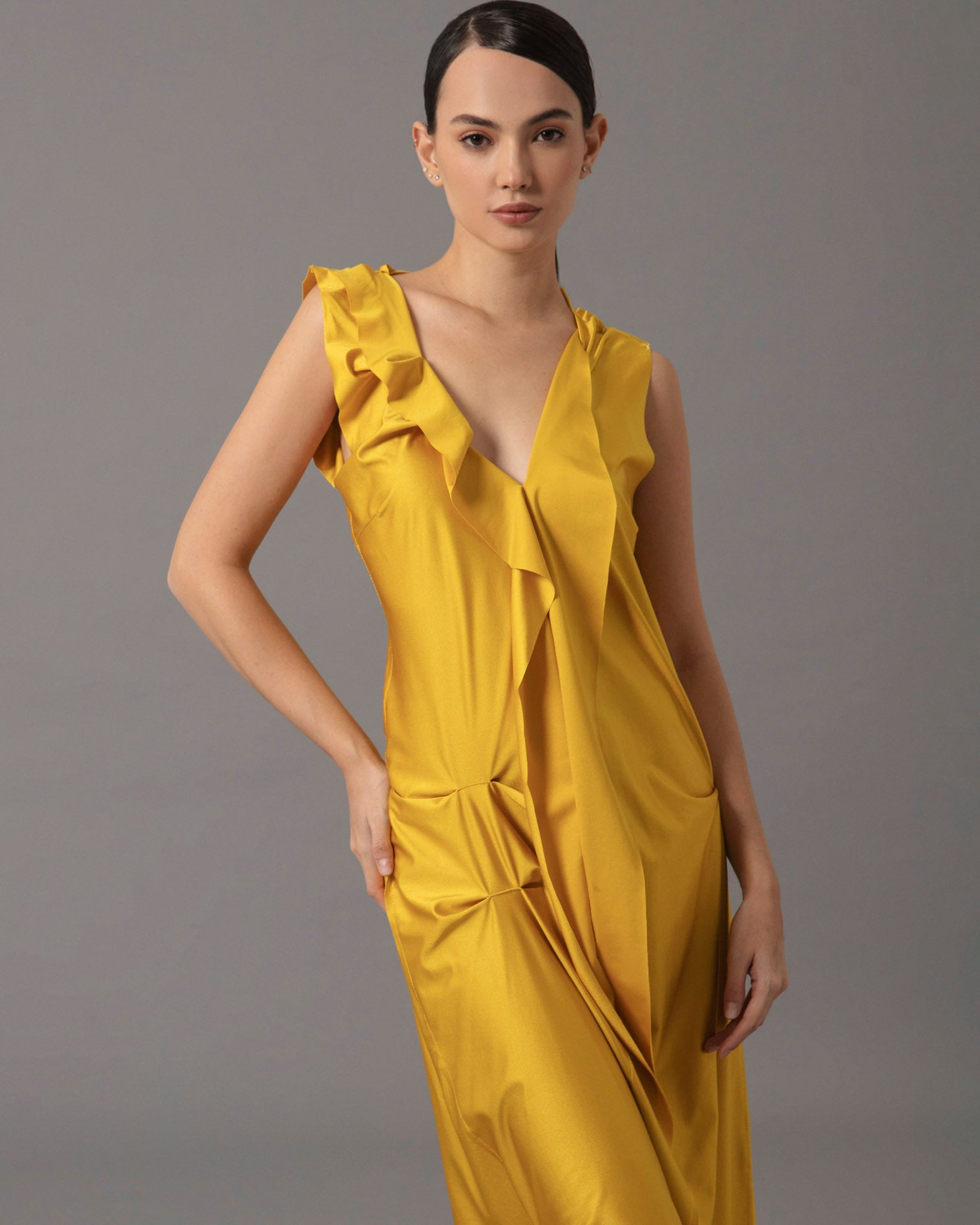 asymmetrical flounce dress Cotton Poplin Asymmetrical Flounce Dress White / 14 / PF269582